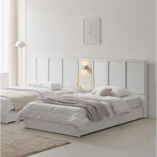 BIF보루네오 KC847 부부 트윈침대 SS+SS+조명협탁 (독립스프링)_이미지