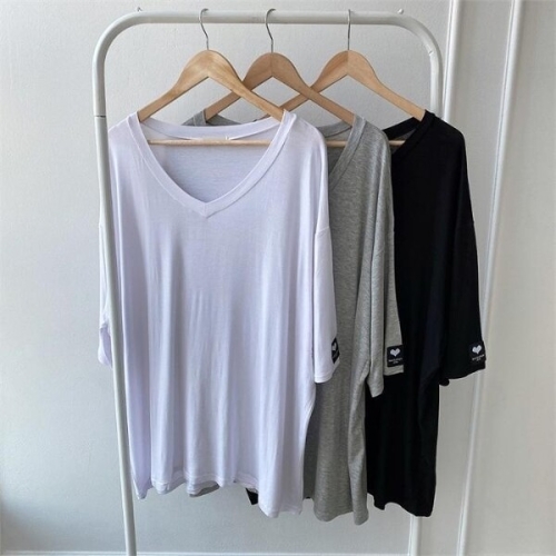 빅사이즈사랑해요 K841L302 실키하트패치브이긴팔티 RA S9600873_이미지