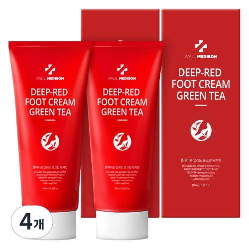 폴메디슨 딥레드 풋크림 녹차향 100ml (4개)_이미지