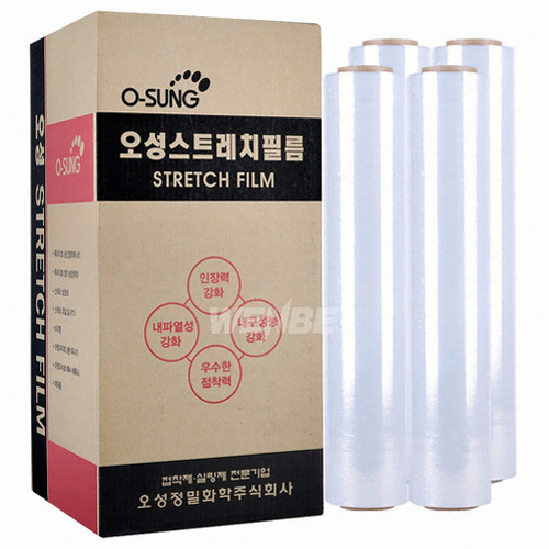 오성정밀화학 일반 스트레치 필름 18mic 500mm x 350m (4롤)_이미지