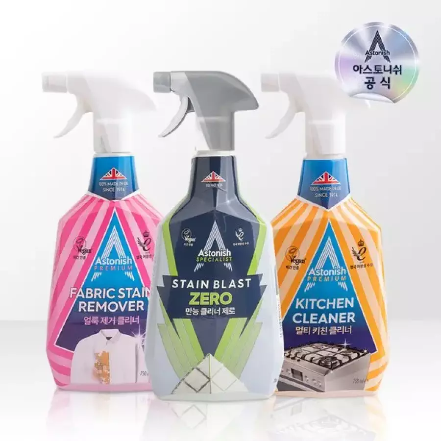 아스토니쉬 만능클리너 제로 750ml + 멀티 키친 클리너 750ml + 얼룩제거제 클리너 750ml