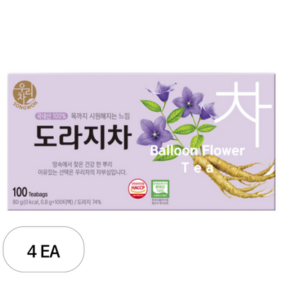송원식품 우리차 도라지차 100개입 (4개)