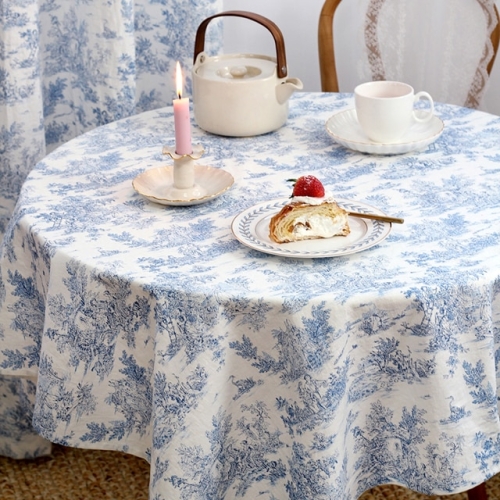 살림씨 모네의 정원 린넨 방수식탁보 테이블보 5size, 2colors 린넨 방수X _블루_6인용 200X120cm_이미지