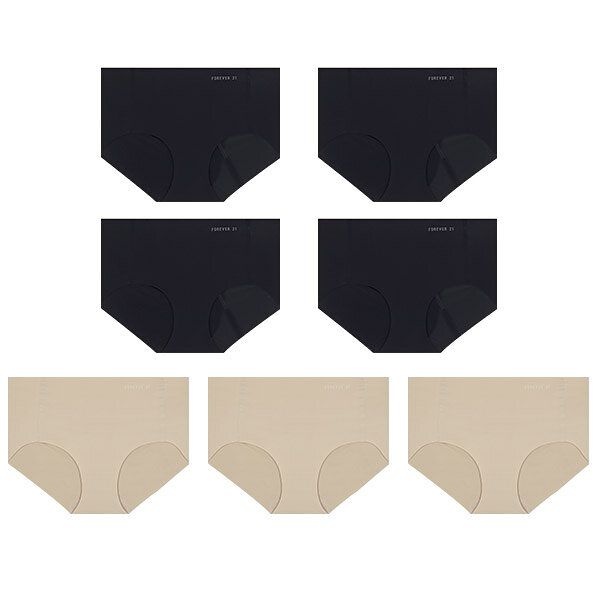  FOREVER21 여성 베이직 프리컷 퓨징 팬티 블랙베이지 7PACK 186426