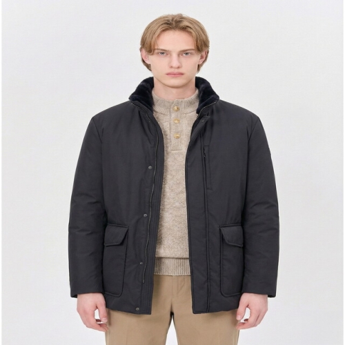 LF 닥스 남성 네이비 모피 구스다운 패딩점퍼_WMJU4DC74N3