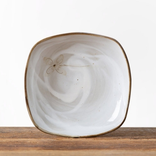 이진 미색꽃 사각찬기 3호 13cm