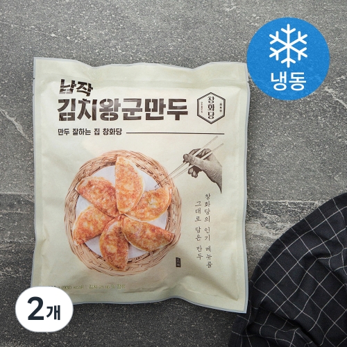 창화당 납작 김치 왕군만두 500g 2개_이미지