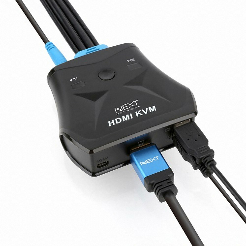 이지넷유비쿼터스 넥스트 2:1 USB HDMI 케이블 일체형 KVM 스위치 (NEXT-622HC-KVM) (1.4m)_이미지