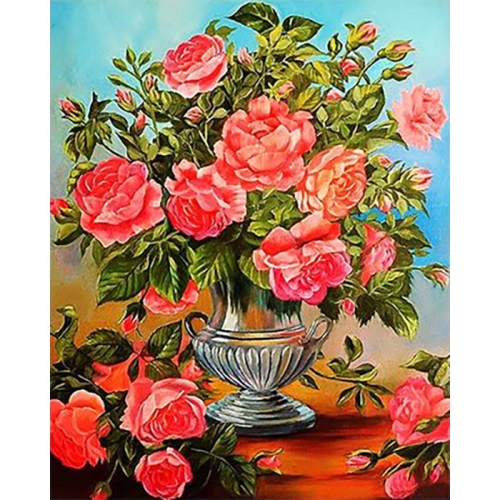 케이엠엘리  보석십자수 3D 플라워데이40x50cm 원형큐빅