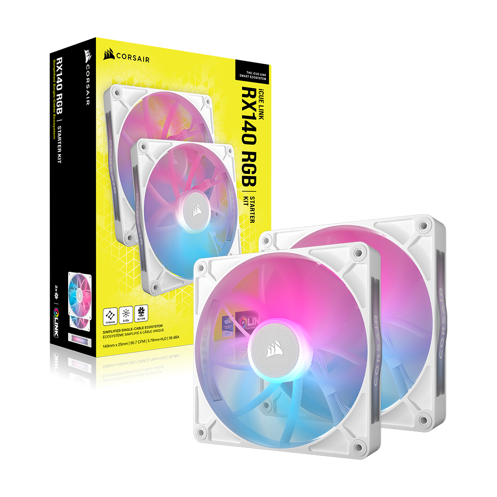 CORSAIR iCUE LINK RX140 RGB STARTER KIT (화이트)