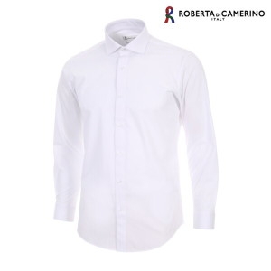 로베르따디까메리노 디 까메리노TR스판 화이트 솔리드 슬림핏 긴소매 셔츠 RP1-353-1 959332