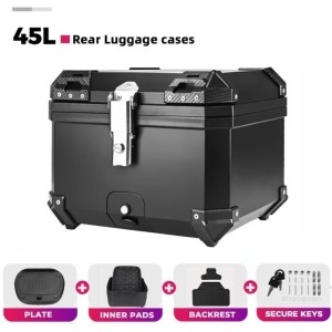 ABS  탑박스 오토바이배달통 오토바이탑박스 스쿠터헬멧박스 45L 57L-45L 블랙