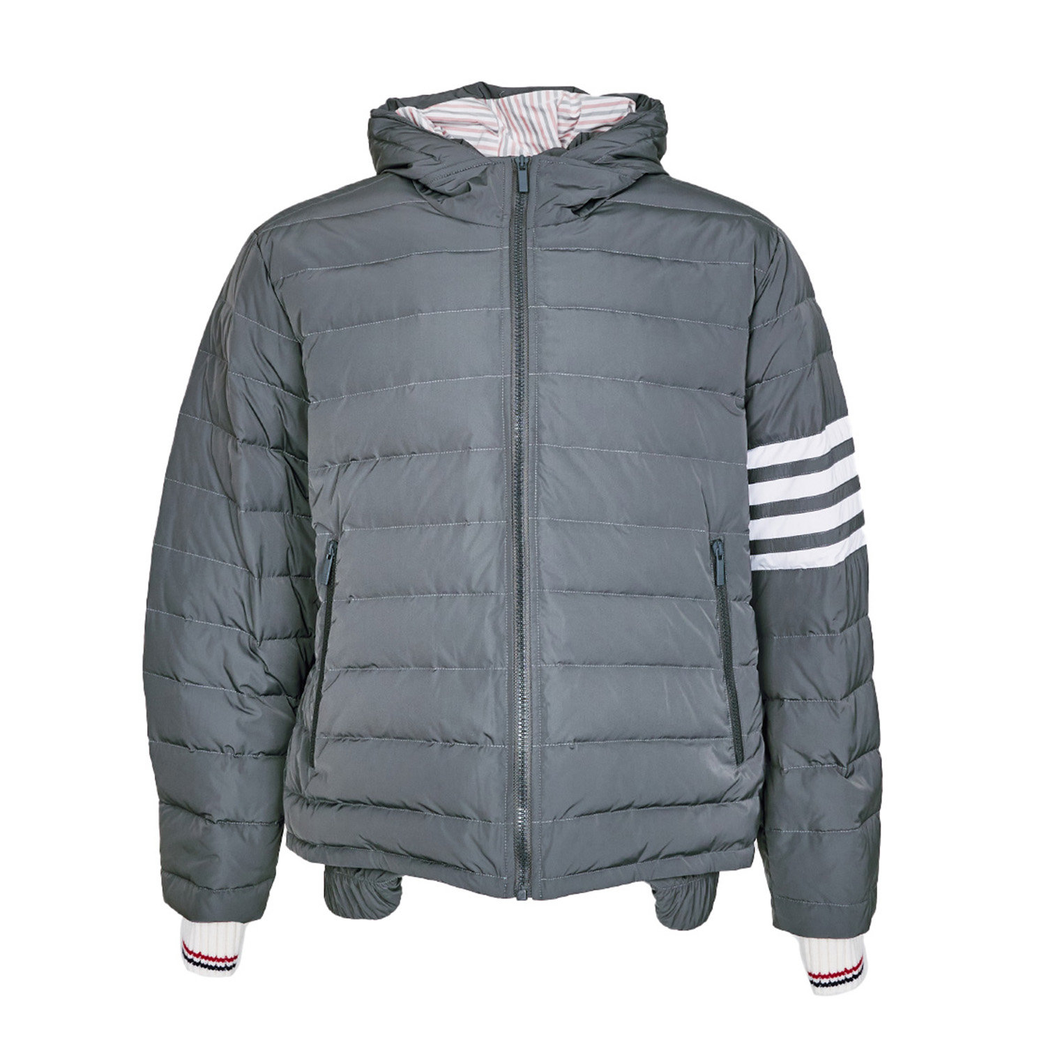 톰브라운 사선 다운필드 후드 패딩 MJD087X 07259 (035, 메드 그레이)_이미지