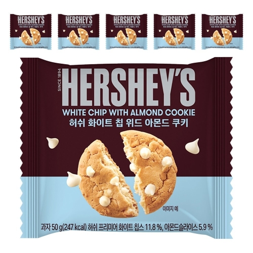 허쉬 화이트칩 위드 아몬드 쿠키 50g (18개)_이미지