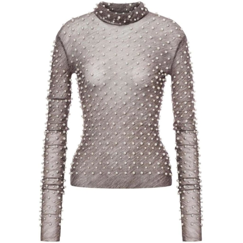 필로소피 디로렌조 세라피니 세미 시스루 펄 장식 탑 AEF242C12047138 T