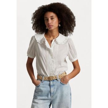 랄프로렌 폴로 RUFFLE TRIM COTTON VOILE BLOUSE Button-down blouse white 7504236