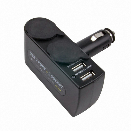 코시 CGR1224AT 차량용 듀얼 소켓 충전기 USB2포트_이미지
