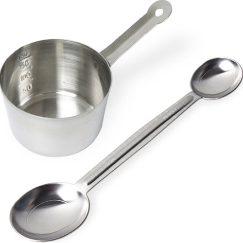 칼백화점 국산 스텐 계량컵 200ml + 눈금 양쪽 계량스푼 1세트_이미지
