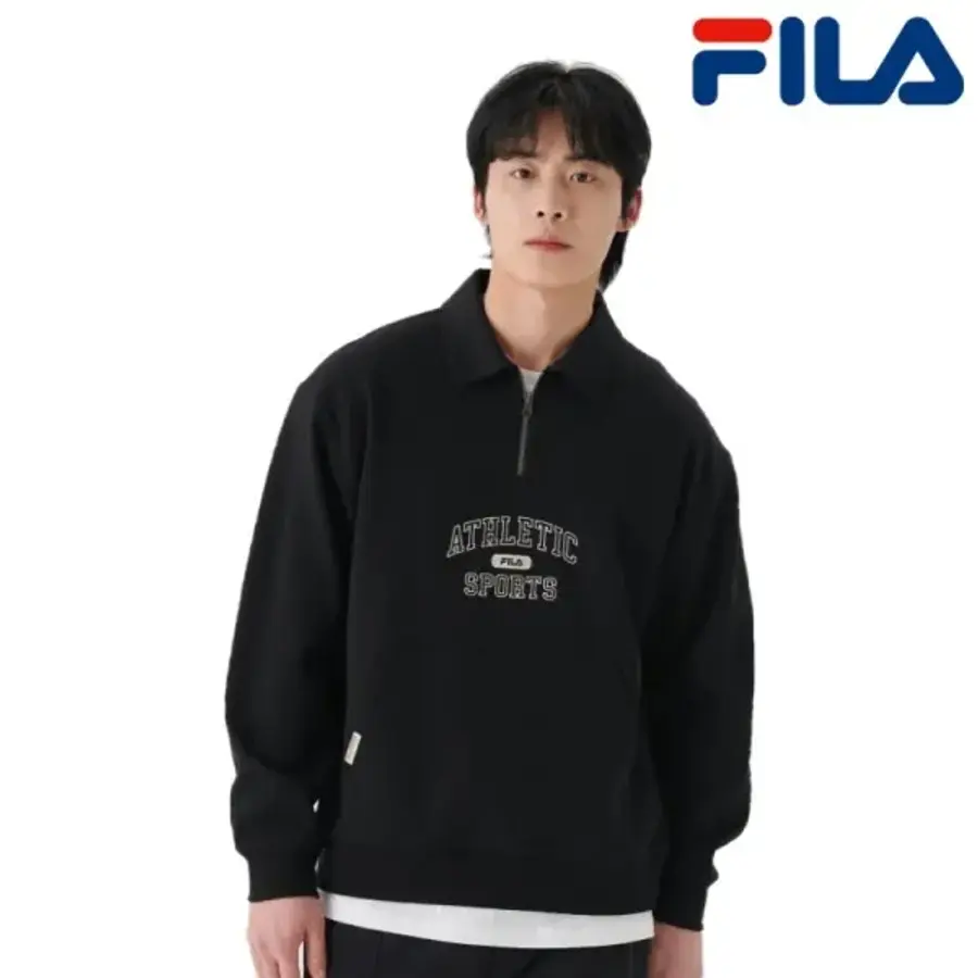 공용 그래픽 반집업 맨투맨 블랙 FS2POG1106X BLK