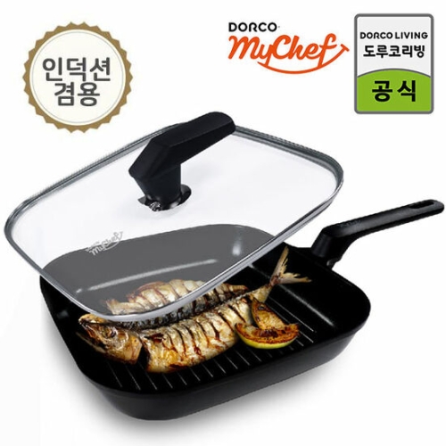 도루코 마이셰프 뉴캐스트 초콜릿 주물 인덕션 그릴팬 28cm 세트_이미지