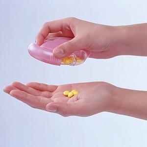 [불명] 그린에버  일본 신코 휴대용 알약 더블케이스 약통 영양제 핑크