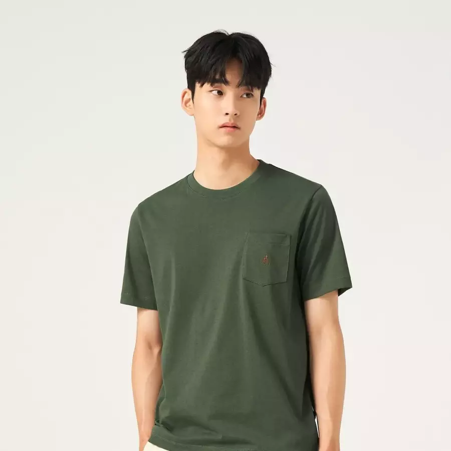 멘 티셔츠 FW25포켓 로고 반소매 카키 BC5742C66HLL 반팔티