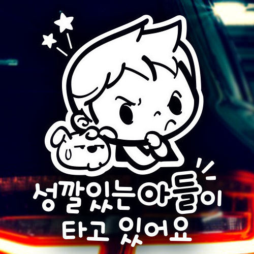 제제데코 성깔있는 아들이 타고있어요 러블리 자동차스티커 058 (화이트)