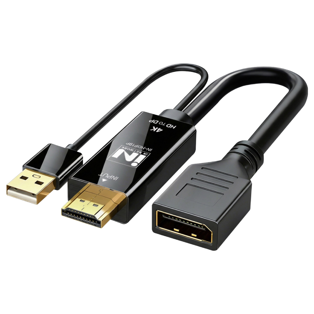 인네트워크 IN-HDP19P HDMI v2.0 to DP v1.2 변환 케이블 (0.2m, INC370)_이미지