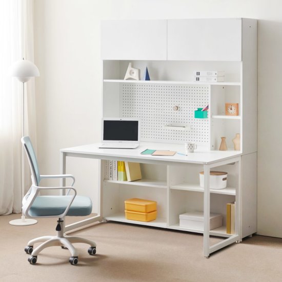 e스마트 와이즈 학생 수납 전면 책상 풀세트+서랍장 타공판 (1400x600)_이미지