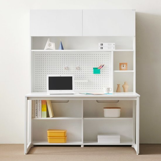 e스마트 와이즈 학생 수납 전면 책상 풀세트+서랍장 타공판 (1400x600)_이미지