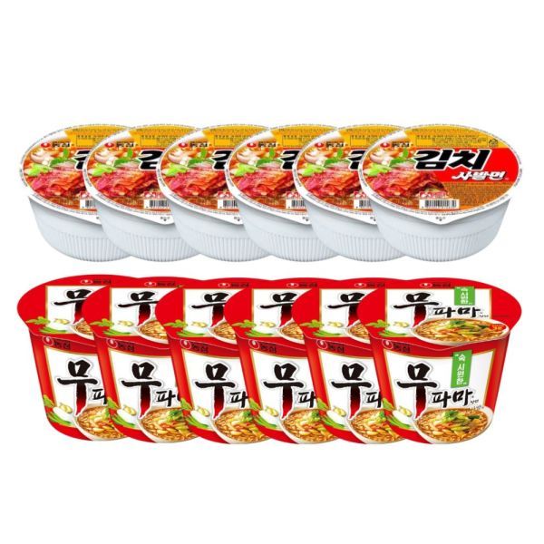 농심 김치 사발면 86g 6개 + 무파마 탕면 112g 6개