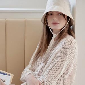 LF 헤지스 아이보리 H자수 리본스트랩 버킷햇_HILG4F008IV