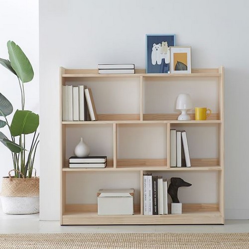 플라망  쥬엘 소나무 원목 3단 낮은 책장 1200