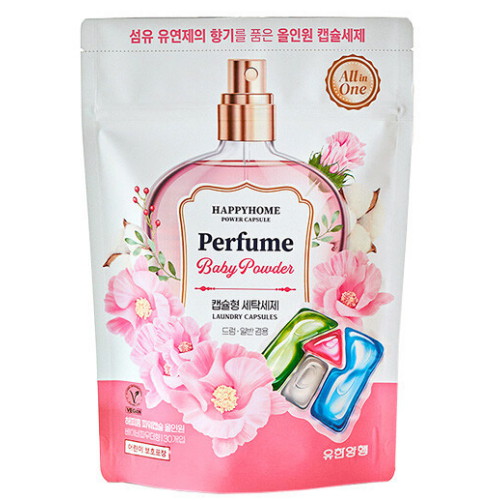 해피홈 파워캡슐 퍼퓸 베이비파우더 30개입 (9개)_이미지