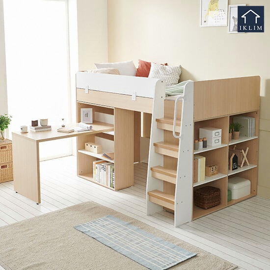 이끌림 더끌림퍼니처 스토리쥬4 수납 책상형 벙커침대 SS (매트별도)