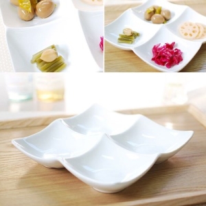 아트웨어 도자기 나눔접시 4구 화이트 20cm_이미지