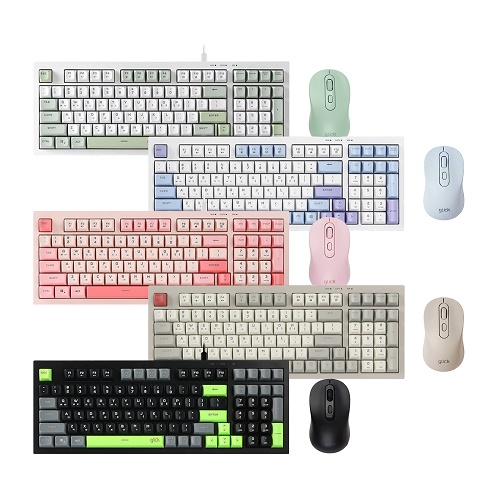 지클릭커 OFFICEPRO OPS70 사일런스 M 마들렌 키보드 마우스 세트 98 (Coral)_이미지