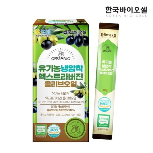  한국바이오셀 유기농 냉압착 엑스트라버진 올리브오일 스틱 140g(10gx14포) [1개]