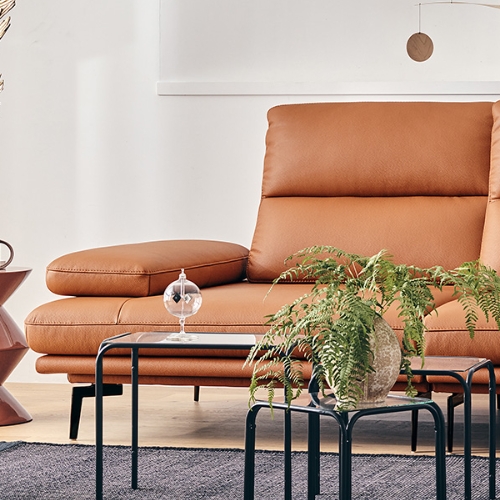 에싸 마제티 스윙기능 베티버 천연가죽 소파 4인용 (스툴포함)_이미지