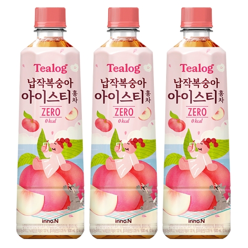 HK이노엔 티로그 납작 복숭아 아이스티 제로 홍차 500ml (48개)_이미지