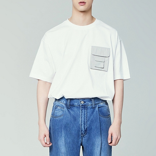 버커루 16수 노말 NC 아웃포켓 루즈핏 반팔 티셔츠 B222TS270P_이미지