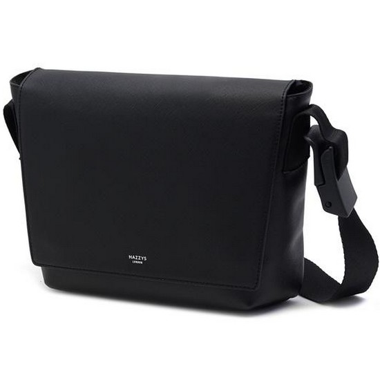 헤지스ACC HASSENGER 솔리드 로고장식 사피아노 메신저백 HJBA2E770BK