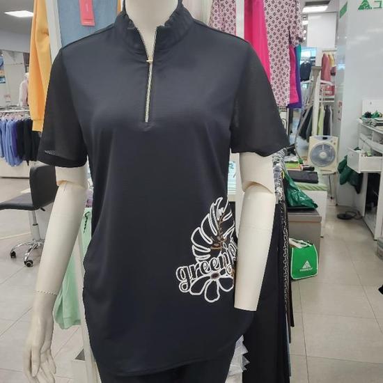 셔링 솔리드 하프 집업 PK 티셔츠 GS23KL26W