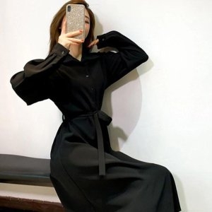 신세계인터내셔날 오노마 ONM 여성 카라 허리끈 올블랙 원피스 1P 치마 11578165