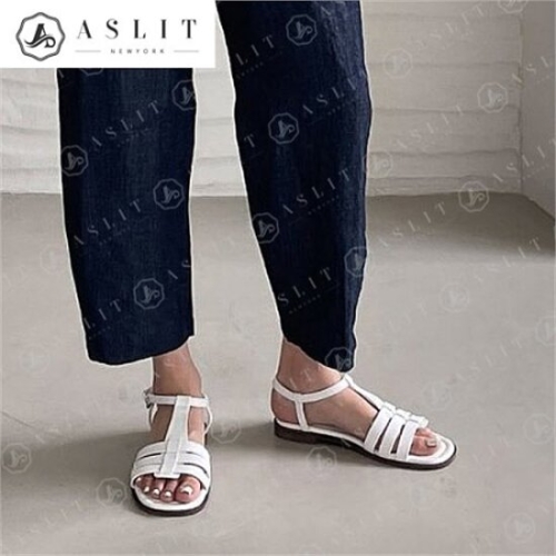 여성 스퀘어 토오픈 꼬임 T 스트랩 여름 샌들 7130283