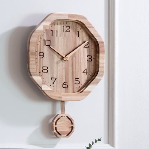 지성아이엔씨 플라이토 엔티크 우드 무소음 추 벽시계(폴리곤)_이미지