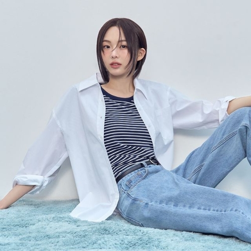 플라스틱아일랜드 여성 스트라이프 라운드넥 반팔티셔츠 PR7CH301_이미지