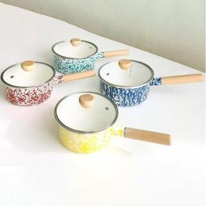 하코야 법랑 편수 냄비 18cm 레드_이미지