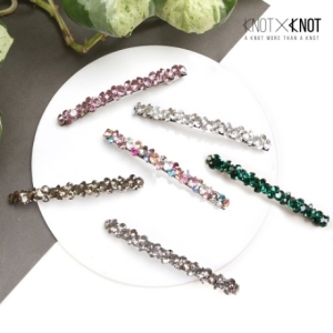 KNOTXKNOT 체코큐빅으로 만든 지그재그 크리스탈 일자 자동핀_이미지
