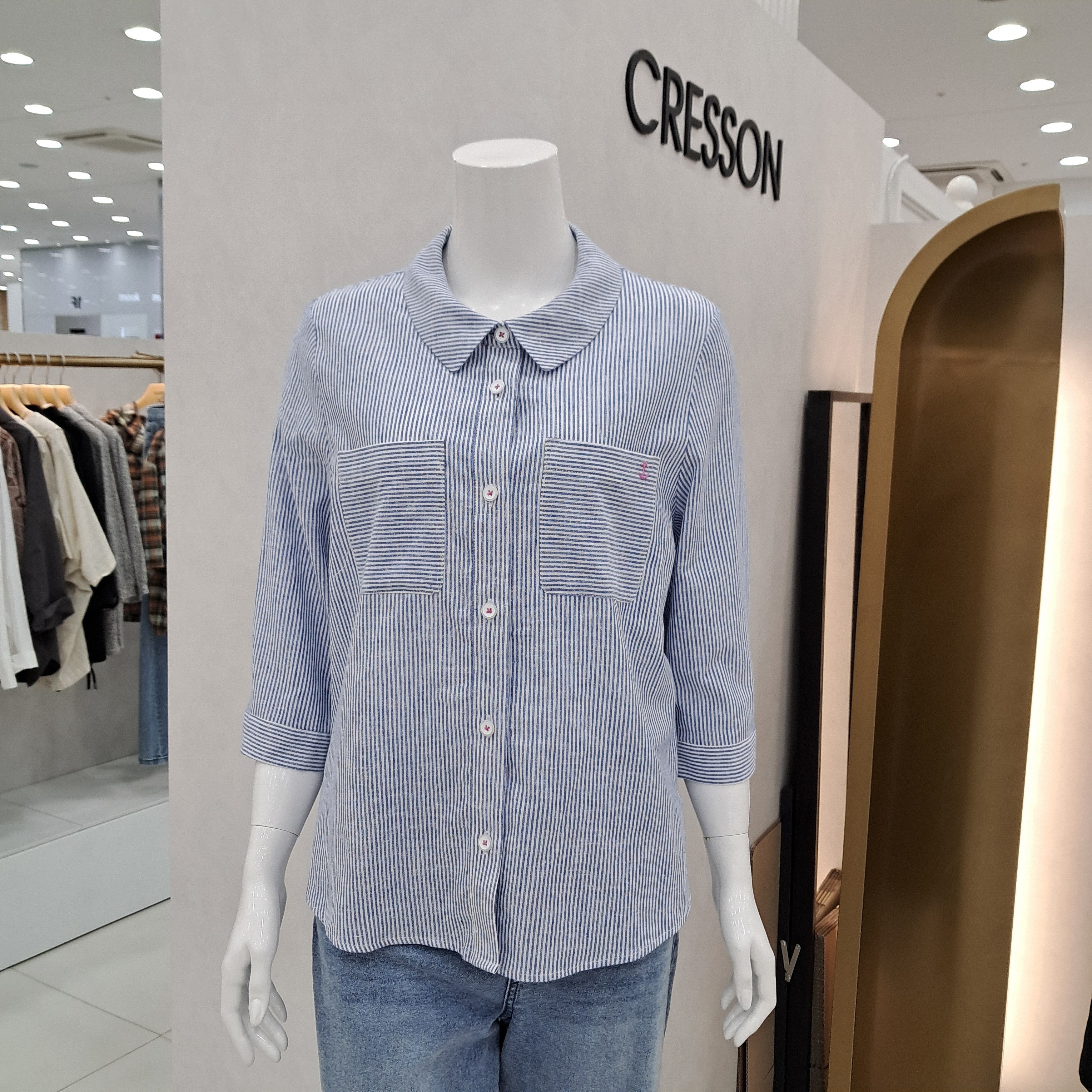 크레송 세로줄 아웃포켓 남방 ODCGBG73_DG
